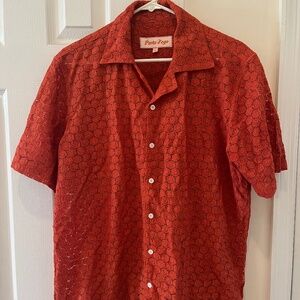 Perte d’ego Floral Lace Short Sleeve Shirt - Rust